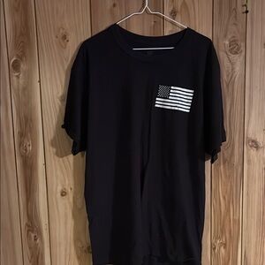 Black T-Shirt with Flag Design